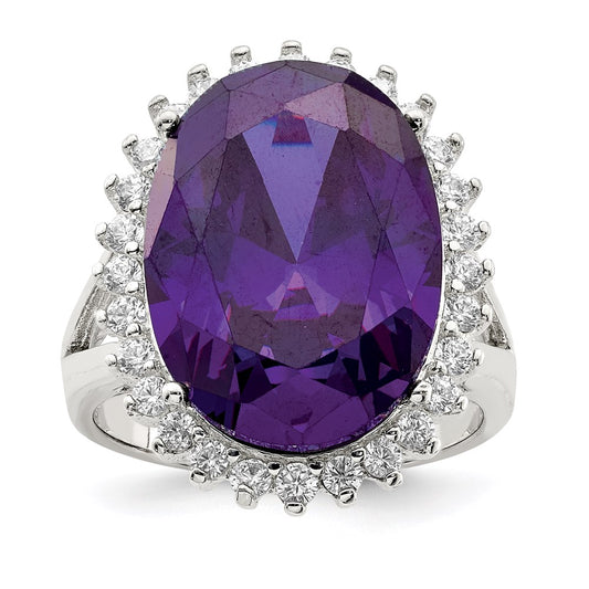 Shop Stylish Rhodium-Plated Sterling Silver Ring with CZ, Affordable Luxury!