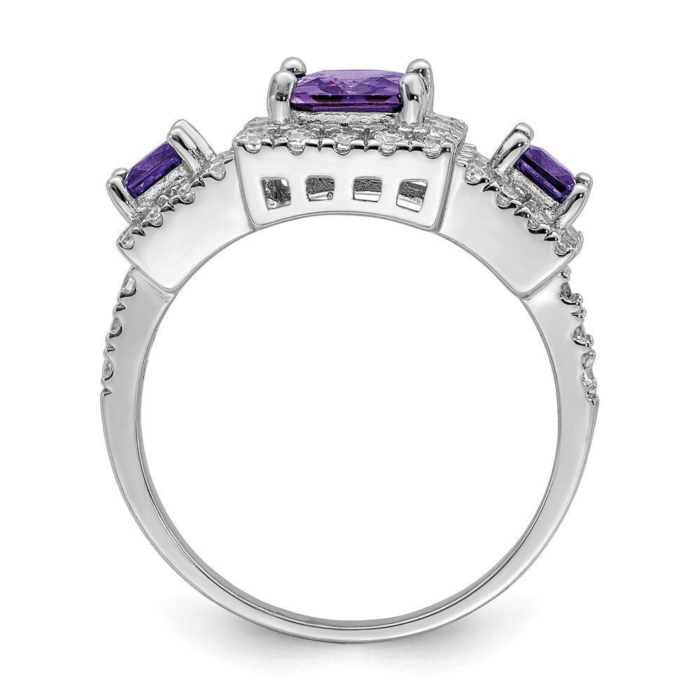 Buy Stylish Rhodium-Plated Sterling Silver Purple Square CZ Ring - 14K Value