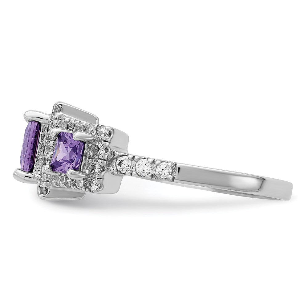 Shop Exclusive Rhodium-Plated Sterling Silver Purple Square CZ Ring - Stylish!