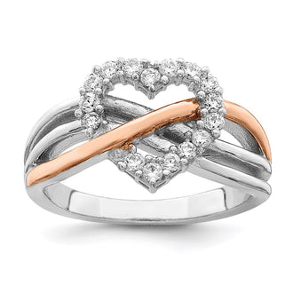 Exclusive Polished CZ Heart Ring in Sterling Silver & Vermeil - Stylish Value