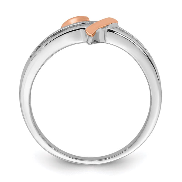 Polished Heart CZ Ring in .85mm Rhodium-Plated Sterling Silver