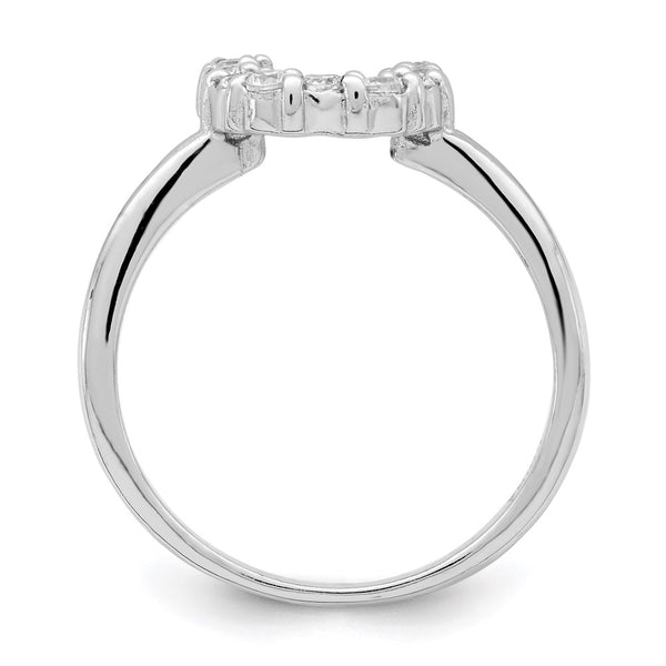 Polished U-Shaped CZ Ring in Rhodium-Plated Silver
