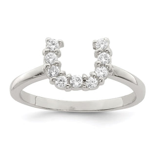 Shop Stylish Polished U-Shaped Clear CZ Ring - Rhodium-Plated Sterling Silver