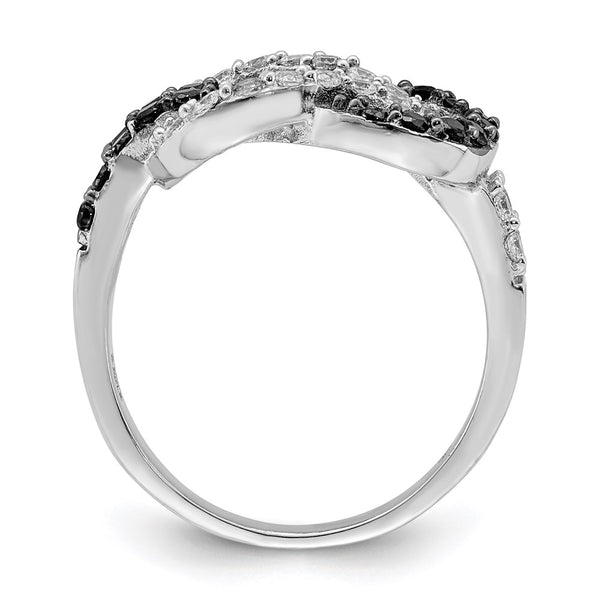 Sterling Silver Love Knot Ring, Rhodium-Plated, CZ