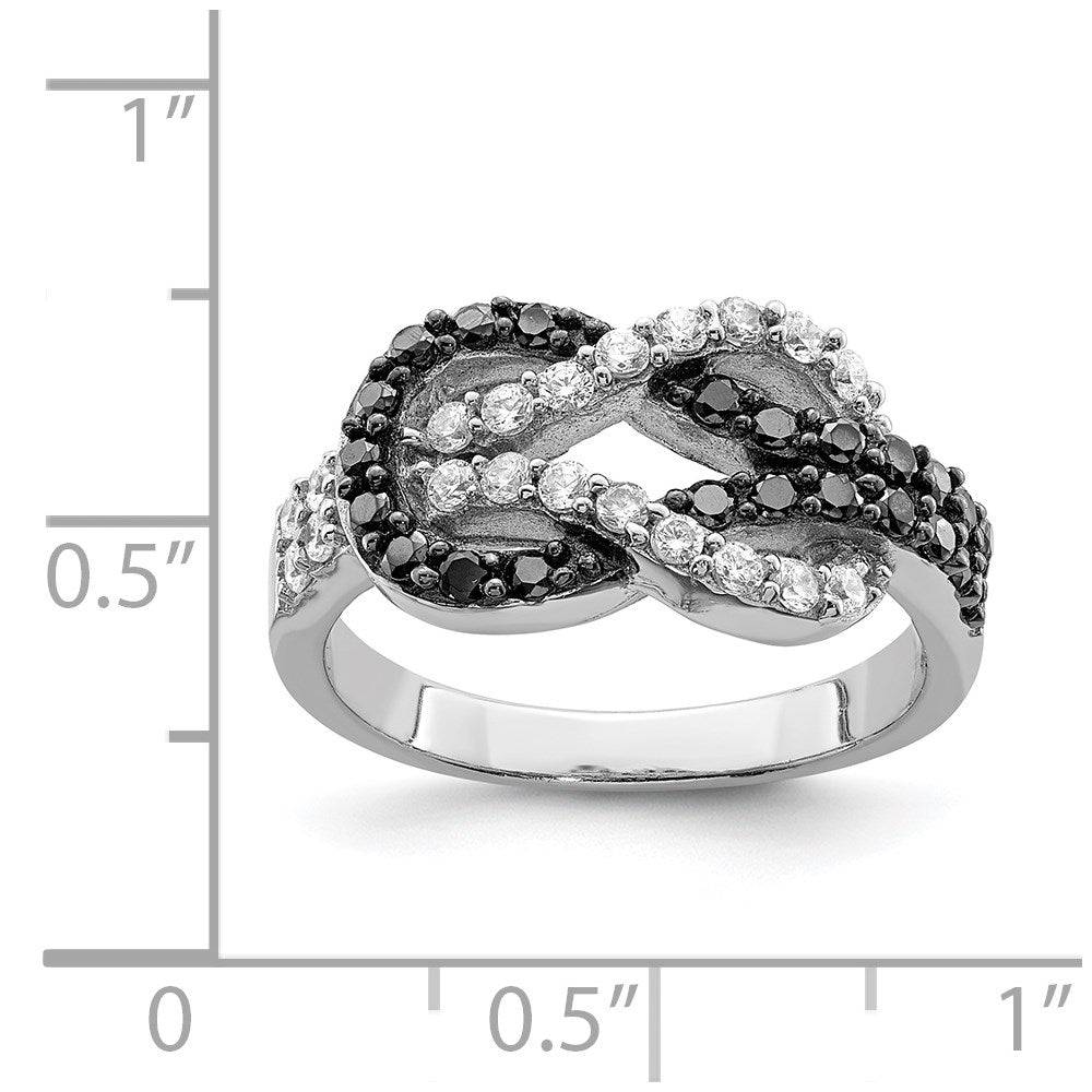 High-Quality Sterling Silver Rhodium-Plated Love Knot Ring | Affordable CZ Accents
