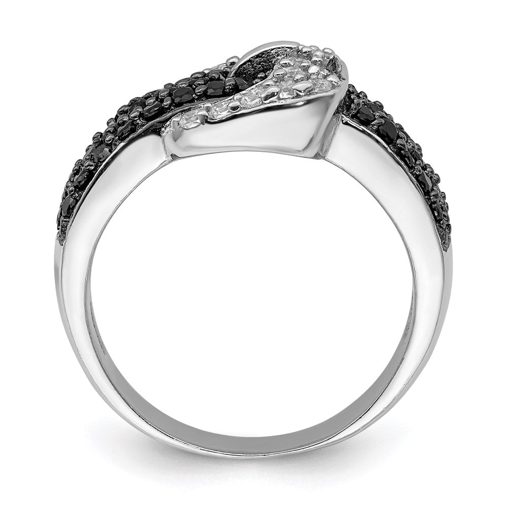 Buy Stylish Rhodium-Plated Sterling Silver Buckle Ring, CZ Accents, Affordable