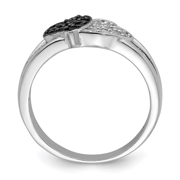 Sterling Silver Heart Ring, Rhodium-Plated, CZ