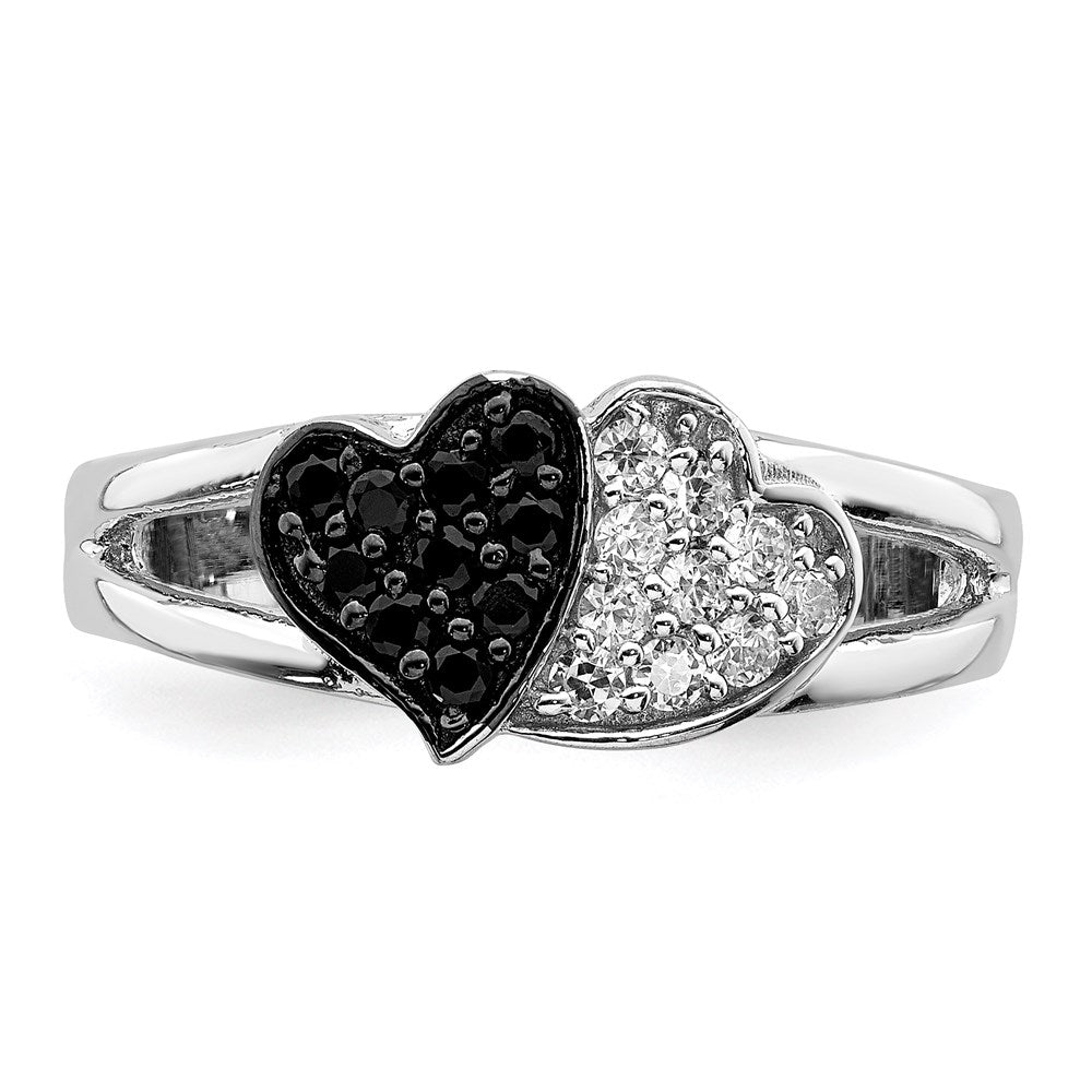 High-Quality Sterling Silver Heart Ring, Rhodium-Plated, Stylish CZ Design