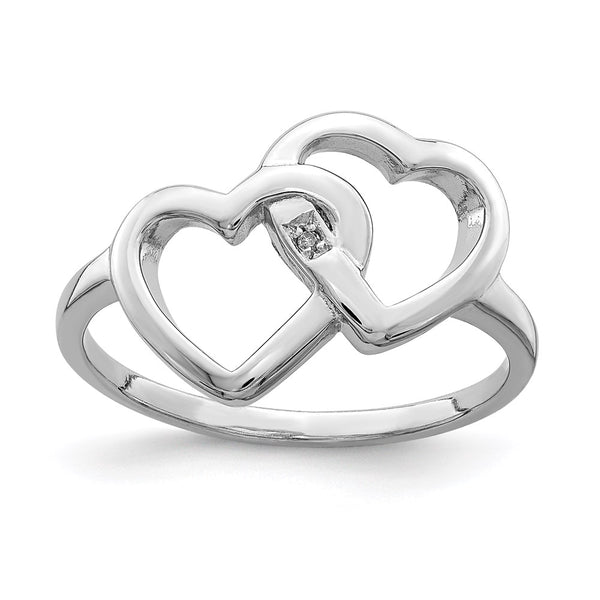 Rhodium-Plated Sterling Silver Heart Ring with Diamond Accents - Style GR1-1008486