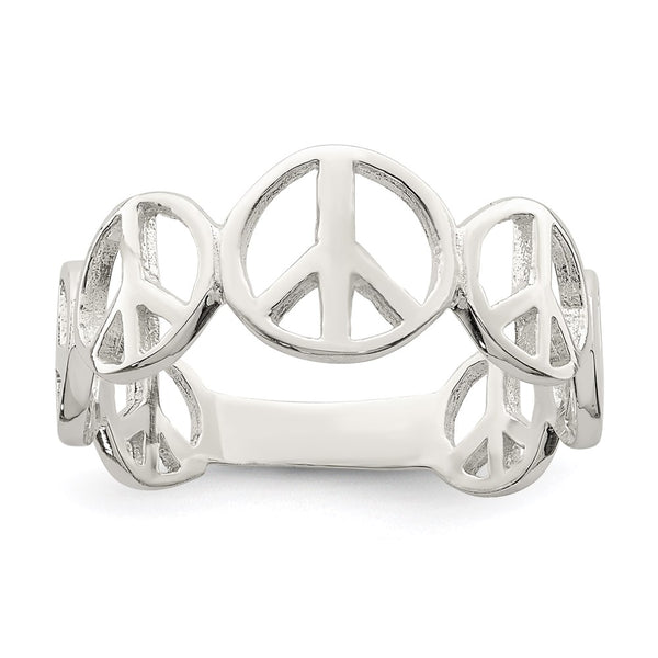 Polished Sterling Silver Peace Ring