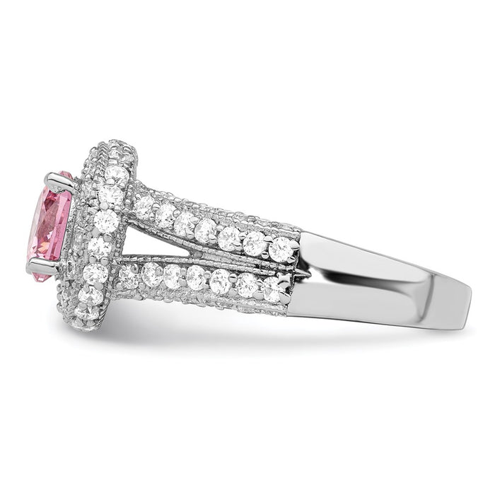 Shop Stylish Rhodium-Plated Sterling Silver Round Ring with CZ Stones-4