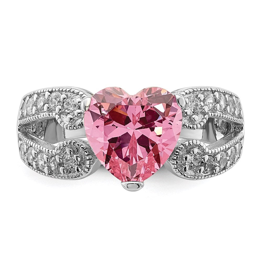 Shop Stylish Rhodium-Plated Sterling Silver Round Ring with CZ Stones