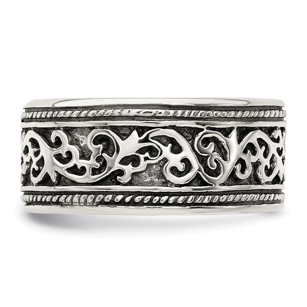Shop Stylish Antiqued Sterling Silver Ring Band - 14K Gold Accents, Affordable Price