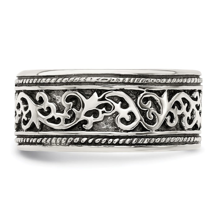 Shop Stylish Antiqued Sterling Silver Ring Band - 14K Gold Accents, Affordable Price-3