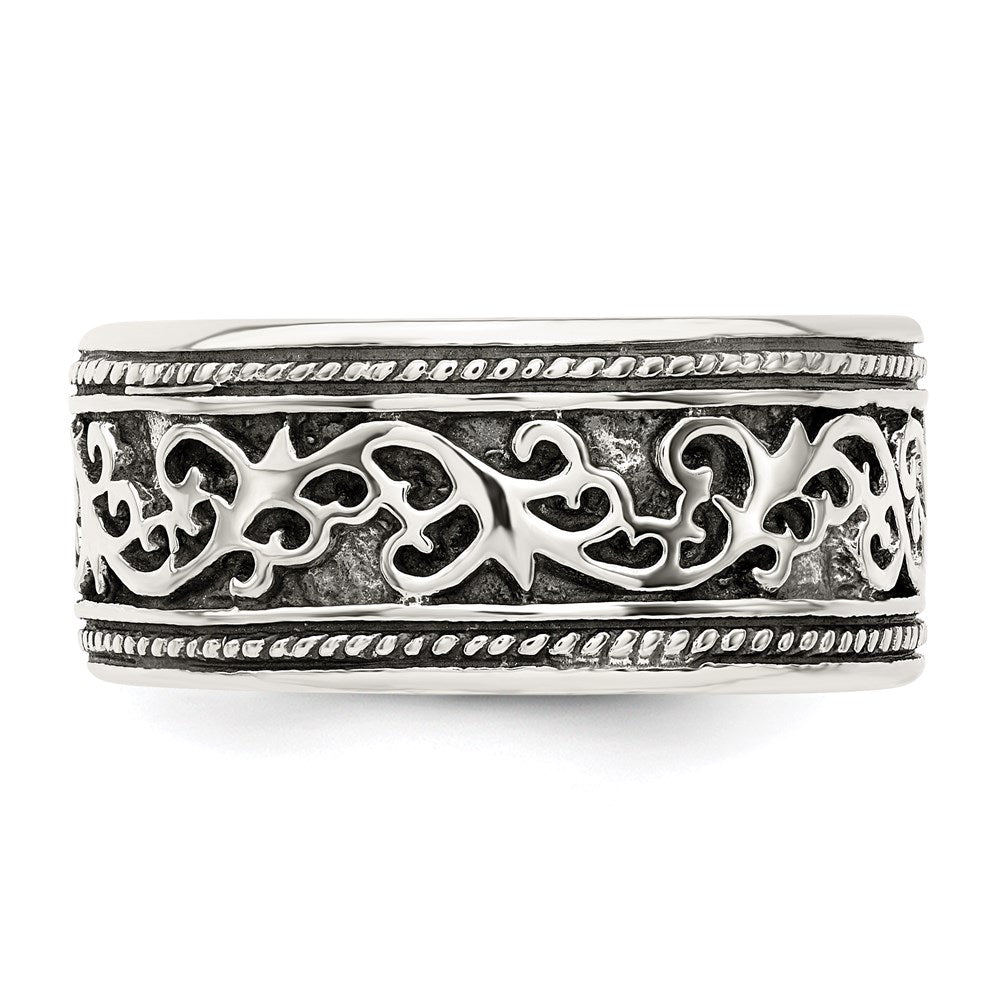 Shop Stylish Antiqued Sterling Silver Ring Band - 14K Gold Accents, Affordable Price