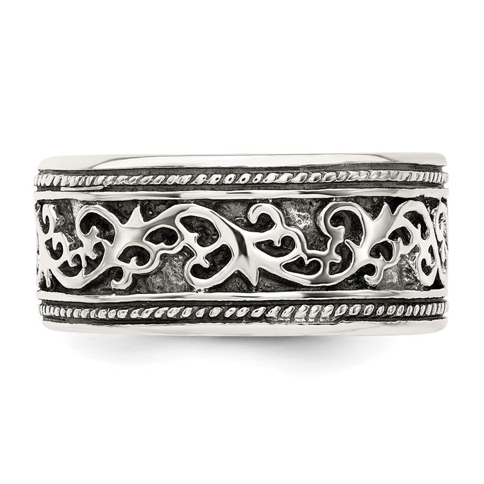 Shop Stylish Antiqued Sterling Silver Ring Band - 14K Gold Accents, Affordable Price-4
