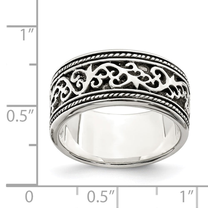 Buy Stylish Antiqued Sterling Silver Ring Band - 14G, Perfect Value!-3