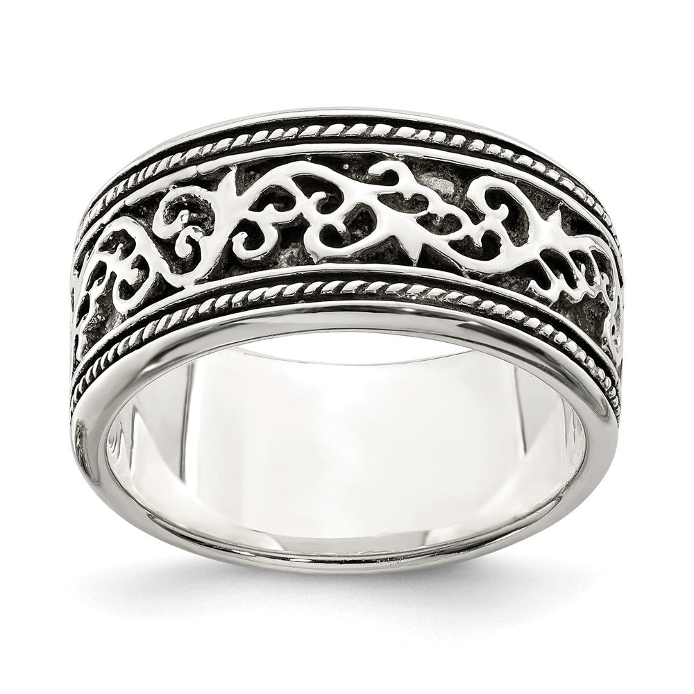 Shop Stylish Antiqued Sterling Silver Ring Band - 14K Gold Accents, Affordable Price