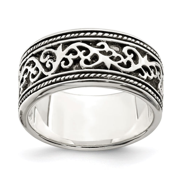 Antiqued Sterling Silver Ring Band