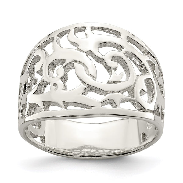 Rhodium-Plated Sterling Silver Swirl Ring