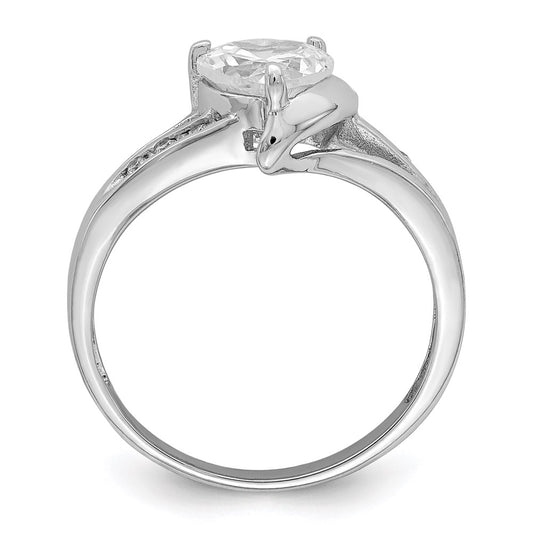 Buy Stylish Rhodium-Plated Sterling Silver Heart Ring with CZ - Affordable Elegance