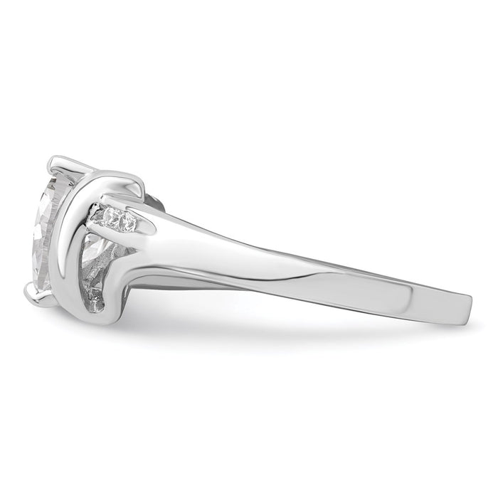 Buy Stylish Rhodium-Plated Sterling Silver Heart Ring with CZ - Affordable Luxury-3