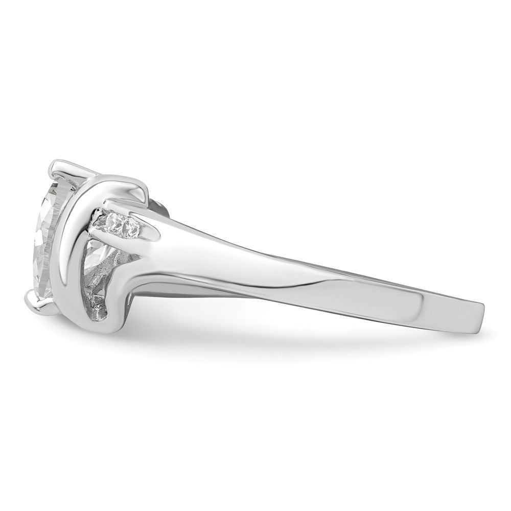 Buy High-Quality Rhodium-Plated Sterling Silver Heart Ring with CZ - Stylish Value!