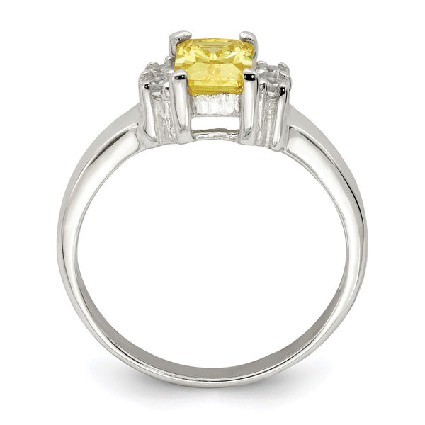 Sterling Silver Ring with Yellow & White Cubic Zirconia