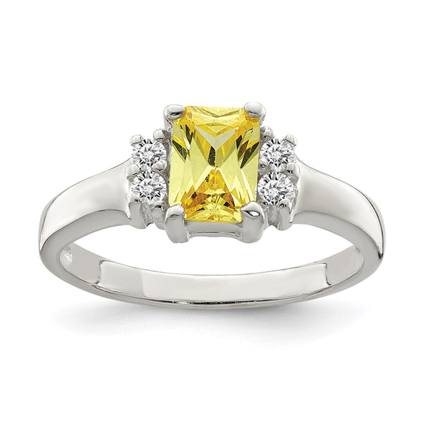 Sterling Silver Ring with Yellow & White Cubic Zirconia