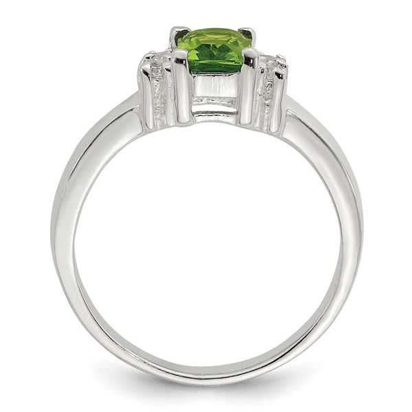 Sterling Silver Lime Green & White Cubic Zirconia Ring - 14mm