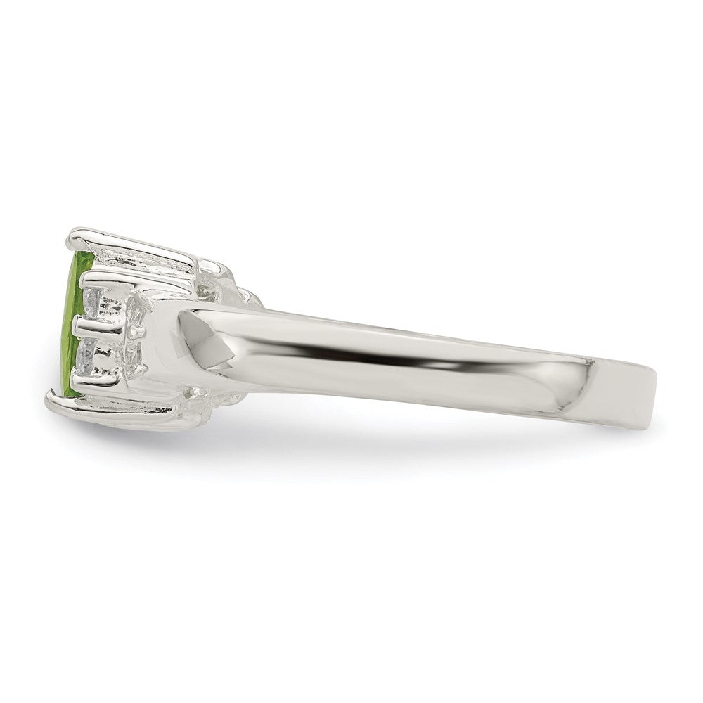 High-Quality Sterling Silver Lime Green & White CZ Ring - Stylish Value!