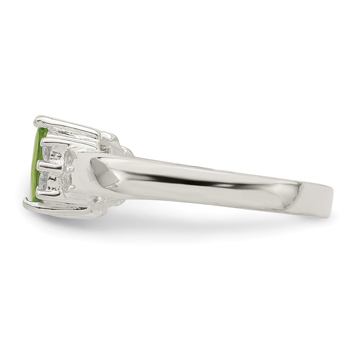 Buy Stylish Sterling Silver Lime Green & White Cubic Zirconia Ring - 14mm-3