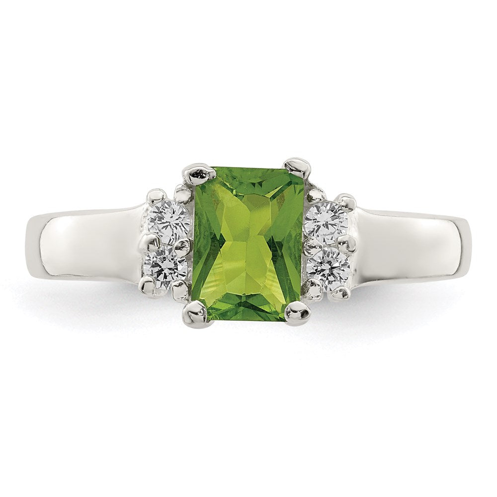 Buy Stylish Sterling Silver Lime Green & White Cubic Zirconia Ring - 14mm