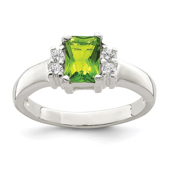 High-Quality Sterling Silver Lime Green & White CZ Ring - Stylish Value!