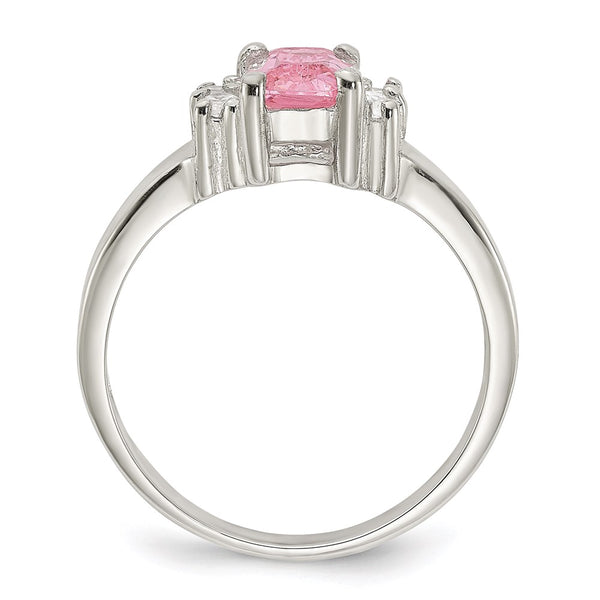 Sterling Silver Ring with Pink & White CZ