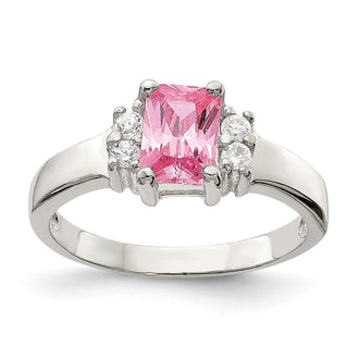 High-quality Sterling Silver Ring with Pink & White Cubic Zirconia - Stylish Value