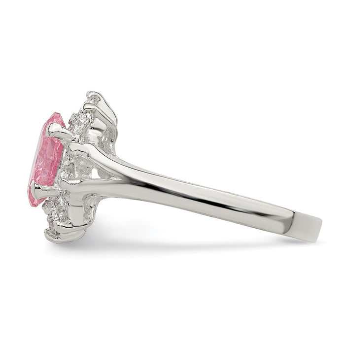 Buy Exclusive Sterling Silver Pink Oval Cubic Zirconia Cluster Ring - Stylish Value-3