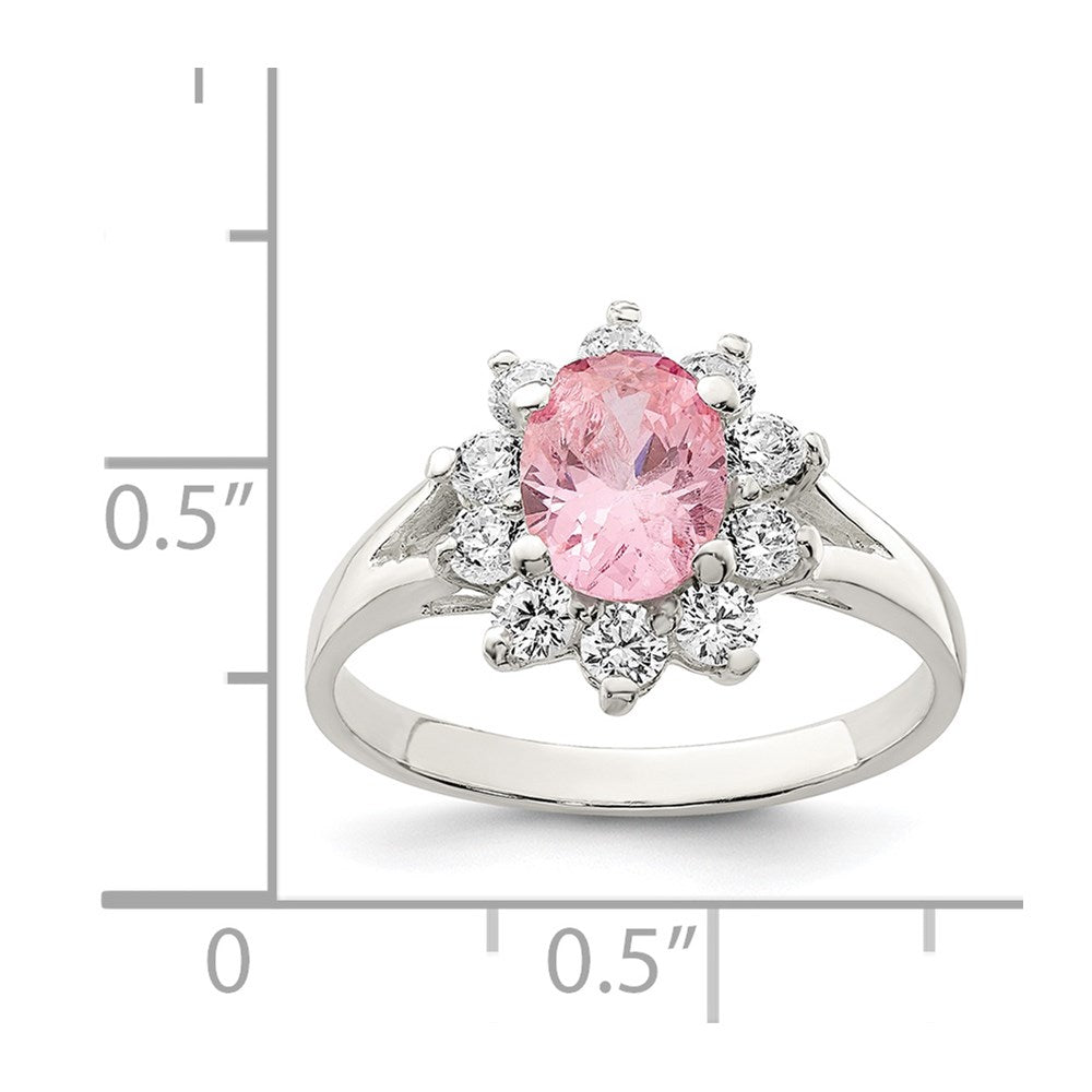 Buy Exclusive Sterling Silver Pink Oval Cubic Zirconia Cluster Ring - Stylish Value