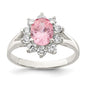 Buy Exclusive Sterling Silver Pink Oval Cubic Zirconia Cluster Ring - Stylish Value-1