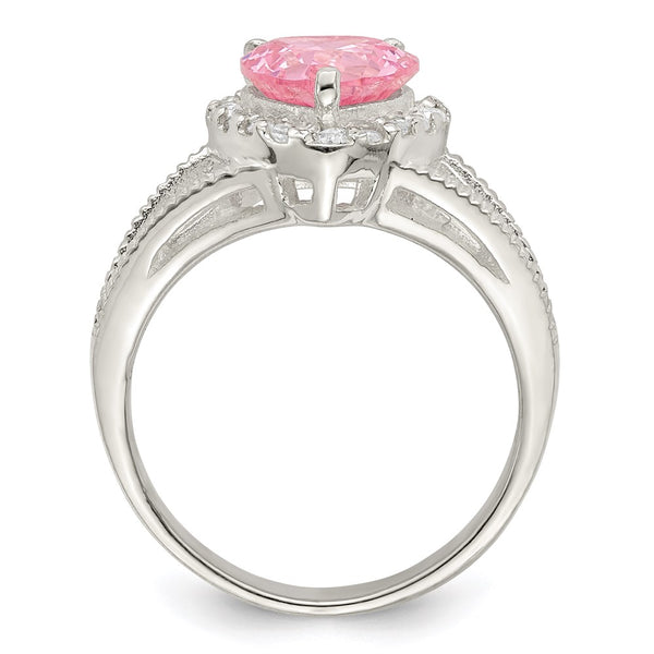 Sterling Silver Heart Ring with Pink CZ