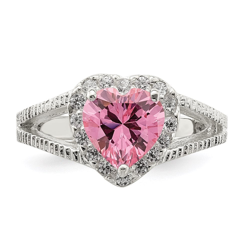 Shop Exclusive Sterling Silver Heart Ring with Pink CZ - Stylish Value!