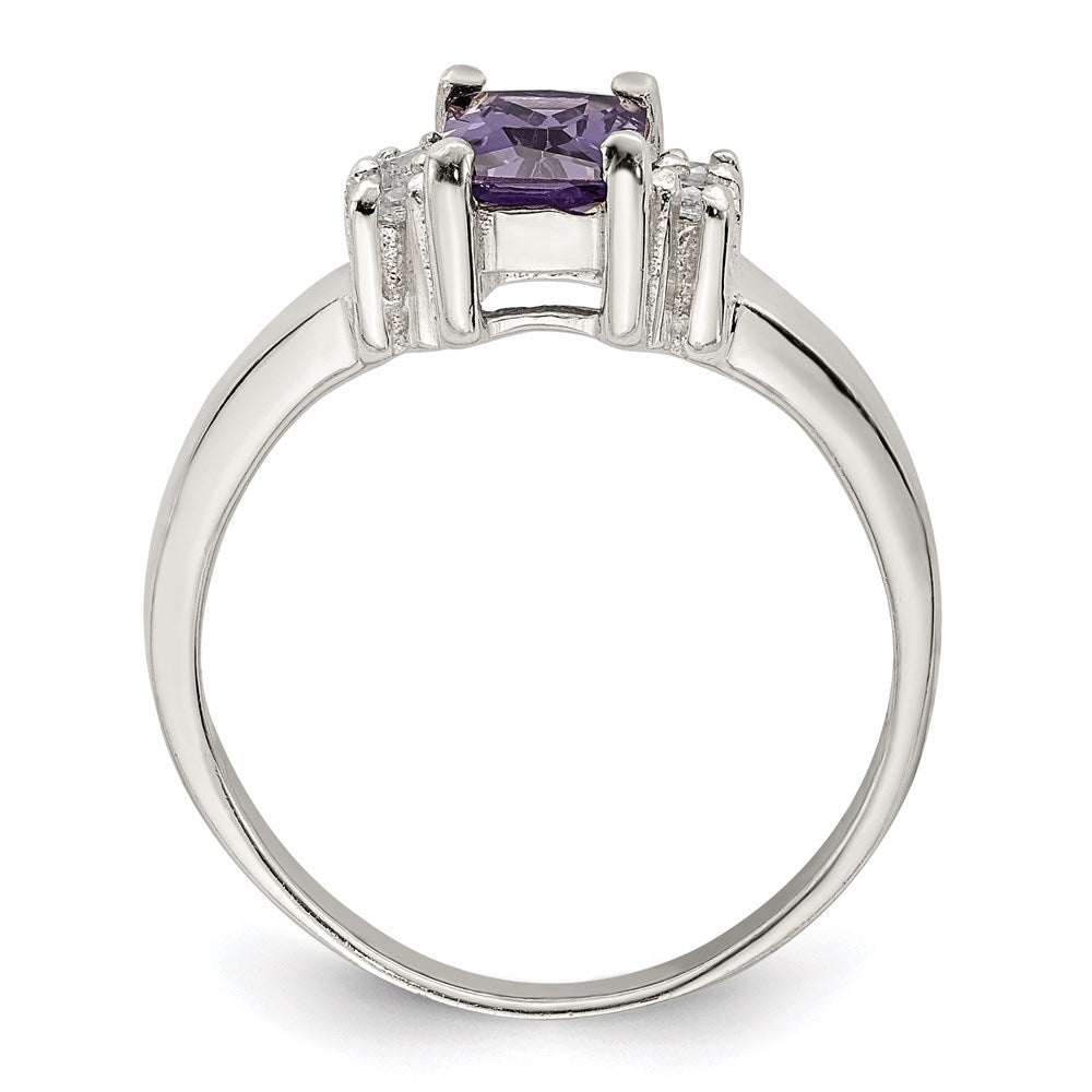 High-Quality Sterling Silver Ring with Purple & White Cubic Zirconia - Stylish Value