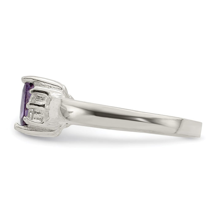 High-Quality Sterling Silver Ring with Purple & White Cubic Zirconia - Stylish Value-3