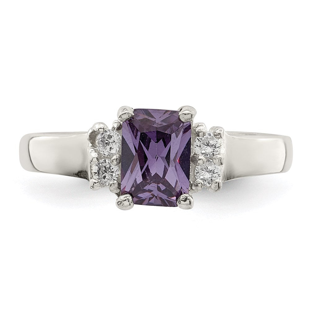 High-Quality Sterling Silver Ring with Purple & White Cubic Zirconia - Stylish Value
