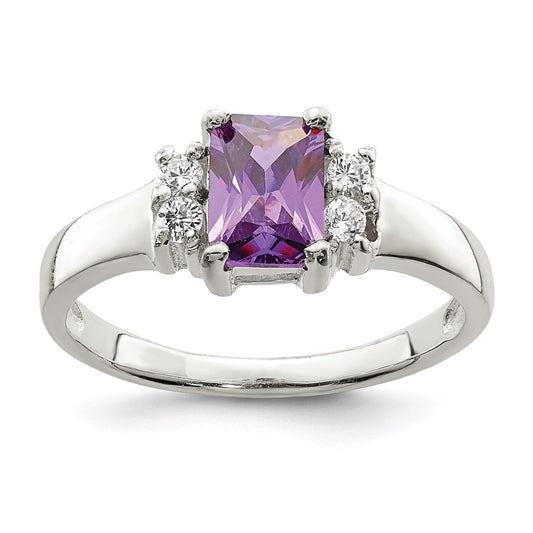 Buy Exclusive Sterling Silver Ring with 5mm Purple & White CZ | Affordable Luxury