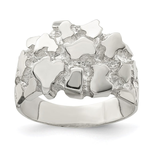 Buy Stylish Men's Sterling Silver Nugget Ring - 14k Gold Accents, Affordable Price!