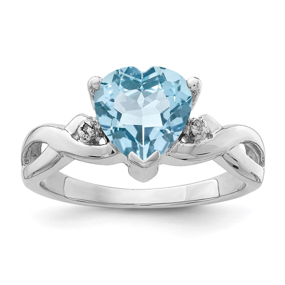 Buy Exclusive Rhodium-Plated Silver Heart Ring with Diamonds & Topaz - Stylish Value!