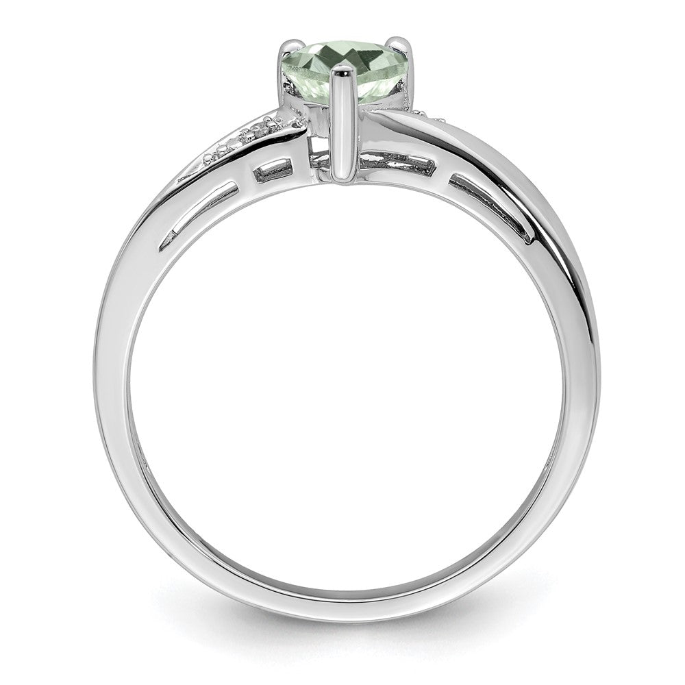 High-Quality Sterling Silver Rhodium-Plated Green Quartz & Diamond Ring - Stylish Value