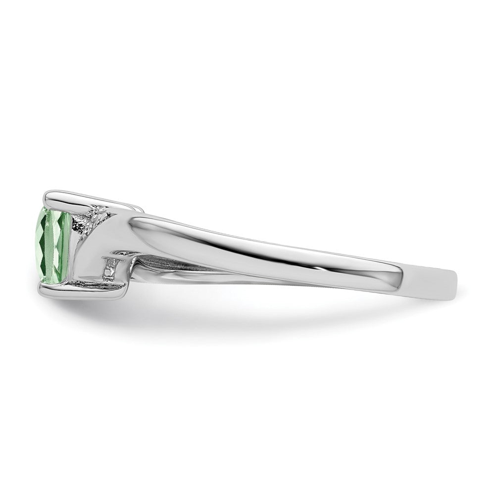High-Quality Sterling Silver Rhodium-Plated Green Quartz & Diamond Ring - Stylish Value
