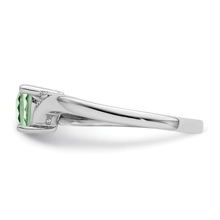High-Quality Sterling Silver Rhodium-Plated Green Quartz & Diamond Ring - Stylish Value-3